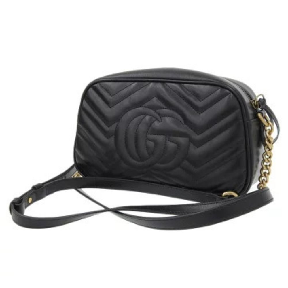 Gucci Marmont Bag GG Shoulder Quilted Black Leather
